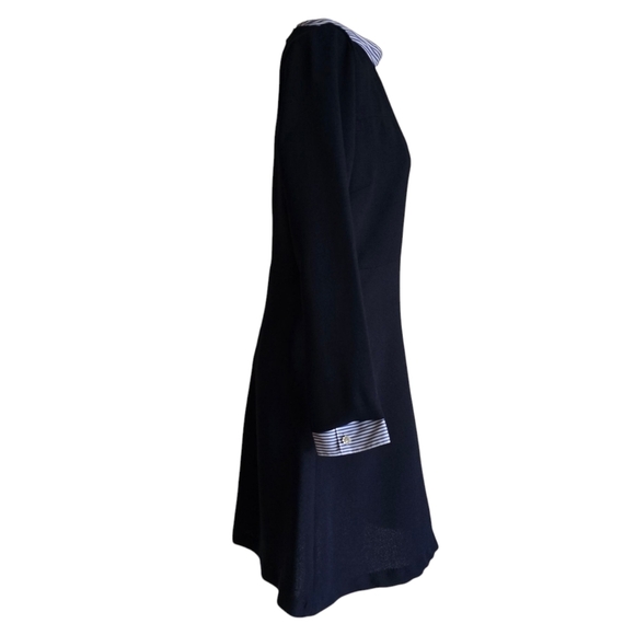 Sandro Paris Gigi Striped-Trim Fit & Flare Navy Dress, Size 2 - Picture 4 of 14